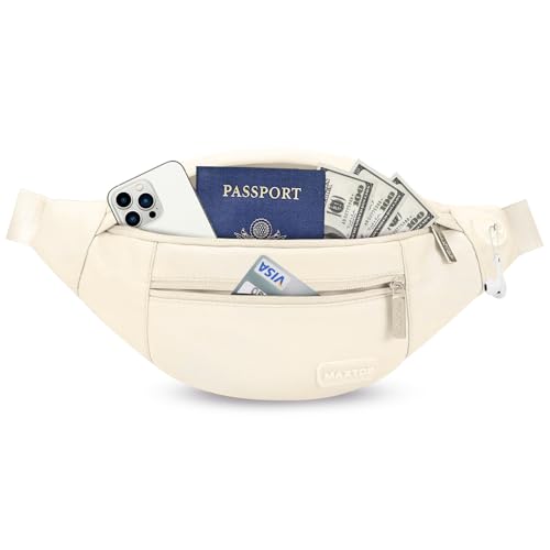 Apricot Cross Body Bag for Women Large Fanny Pack with 4 Zippered Compartments