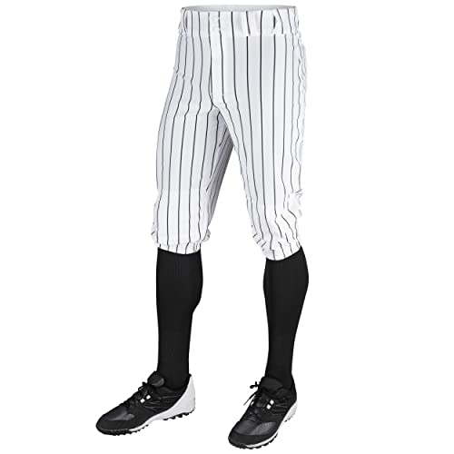 CHAMPRO mens Classic Youth Triple Crown Pinstripe Polyester Baseball Knicker, White, Black, X-Large US