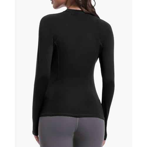 4 Pack Women's Long Sleeve Compression Shirts, Dry Fit Workout Athletic Sun Protection Cooling Tops for Yoga Running Gym