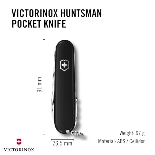 Victorinox Huntsman Swiss Army Pocket Knife Black - 15 Functions
