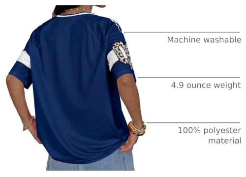 SOLY HUX Women's Y2K Oversized Jersey Graphic Shirt Medium Blue