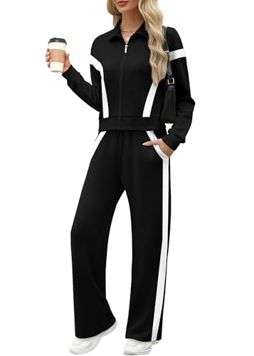 XIEERDUO Women's Lounge Sets 2025 Sweatsuit 2-Piece Outfits XL Black White