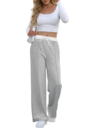 Women Wide Leg Baggy Lounge Sweatpants - Medium, Grey