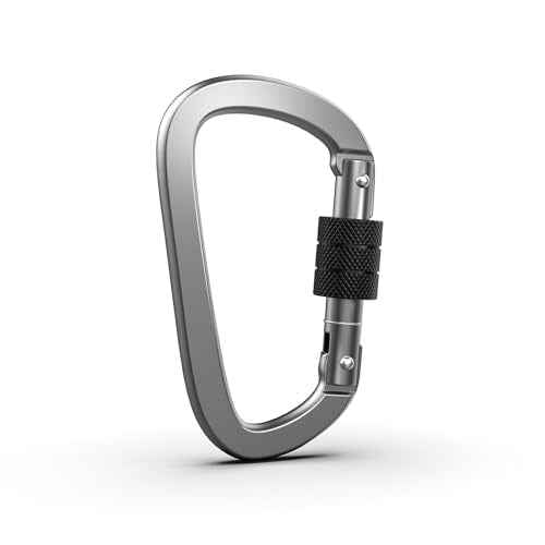 Premium Aluminum D Ring 4" Locking Carabiner Clips with Screw Gate, Set of 4, Lightweight & Durable for Hiking, Camping, Hammock, Dog Leash Harness, Keychains