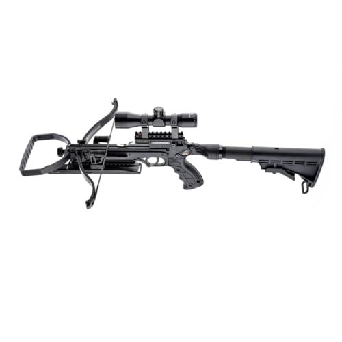 Steambow AR-Series Survival Crossbow Bundle | Survival Crossbow with Knife, Scope and Bag | Collapsible, Easy to Transport, Lightweight | Up to 250 fps with 14" Arrows