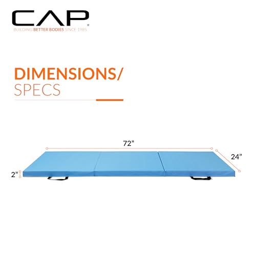 CAP 6'x2' Blue Folding Anti Tear Exercise Gymnastics Mat - 2 Inch Thick