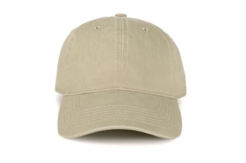 Beige Low Profile Washed Cotton Baseball Cap for Men and Women