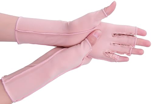 NURCOM Compression Gloves Fingerless Pink Large Fits Most 8.5+