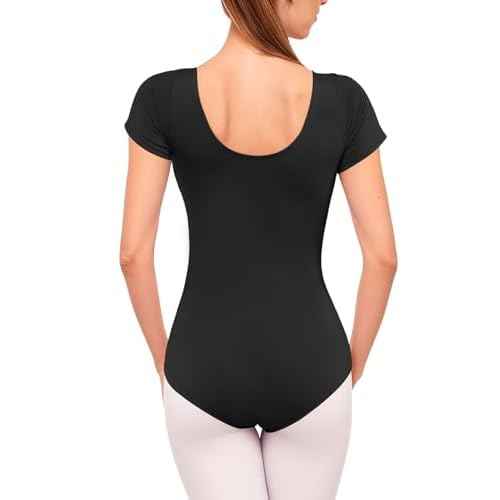 Stelle Women's Short Sleeve Leotard for Ballet Dance Costumes Scoop Neck Sleeveless Double Lined Bodysuit