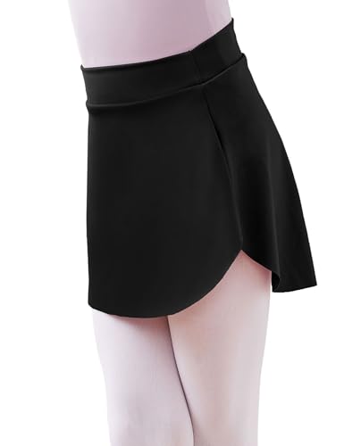 Girls Kids Pull-On Ballet Skirt - Elastic Short Mini Dance Skirt, 3-5T, Black