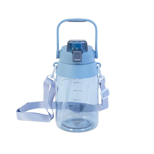 Blue 44oz BPA Free Tritan Water Bottle with Straw & Chug Lid, Leak Resistant, Adjustable Strap