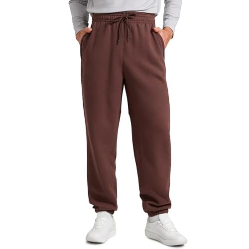 CRZ YOGA Cotton Fleece Lined Relaxed Sweatpants for Men 32" - Loose Lounge Casual Bottom Sweat Pants with Zipper Pocket