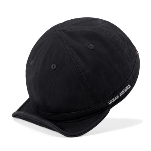 Men's Short Brim Cotton Dad Hat - Low Profile Unstructured Cap, One Size / Dy06-Black