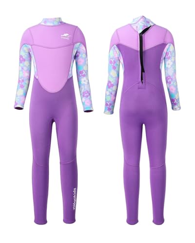 Kids Wetsuit for Girls and Boys, 2.5mm Neoprene Toddler Full Suit - Z-Purple 6