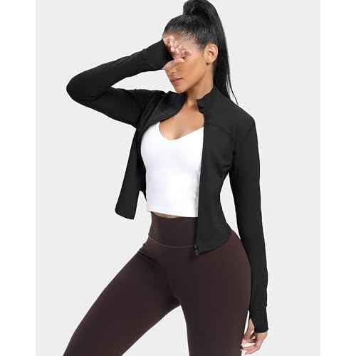GYM RAINBOW Womens Zip Up Workout Jakcets Lightweight Slim Fit Running Athletic Jackets with Thumb Holes