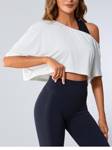 Women's Off Shoulder Yoga Crop Top Activewear T-Shirt