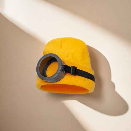3 Pcs Costume Accessories Includes Vintage Steampunk Goggles Glasses Yellow Beanie Knit hats Black Gloves (yellow3)