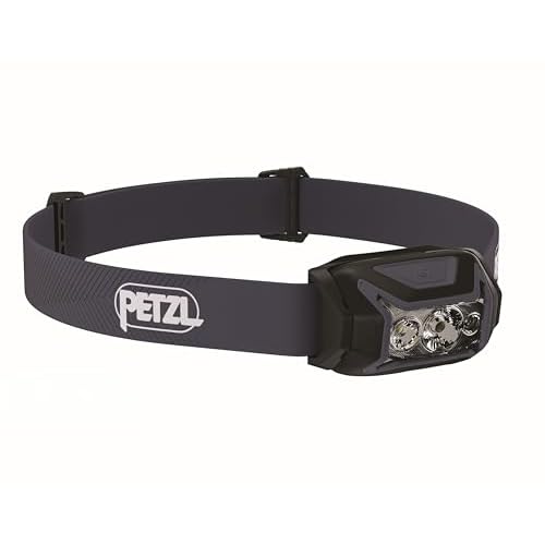 PETZL ACTIK Headlamp - Powerful 450 Lumen Light with Red Lighting, for Hiking, Climbing, Running, and Camping - Black