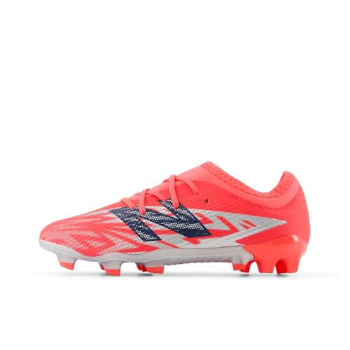 New Balance Unisex-Child Furon Team Jnr FG V8 Shoe - Energy Red/Navy/Light Cyclone 2.5 Little Kid