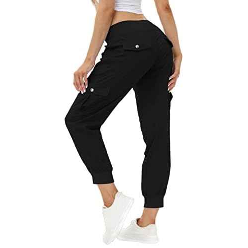 MoFiz Women's Lightweight Hiking Cargo Pants Outdoor Quick Dry Casual Travel Sweatpants Joggers Elastic Waist Button Pockets