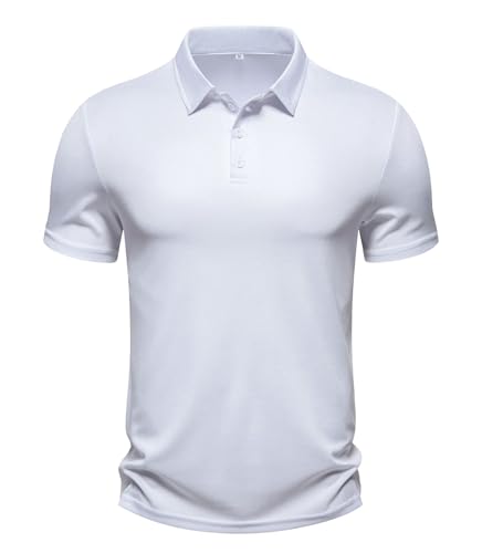 Men's Performance Golf Polo Shirt Small White Moisture Wicking Quick Dry Activewear