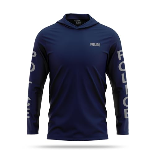 13Fifty Police Training Hooded Long Sleeve Tee X-Large Navy & Gray