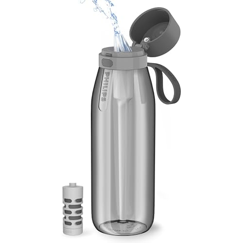 Philips BPA-Free Tritan Water Bottle 36oz Travel Filter Grey - Portable