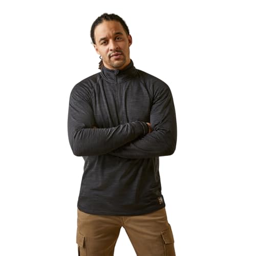 Ariat Men's Rebar Gridwork Baselayer 1/4 Zip T-Shirt - Black, 3X-Large
