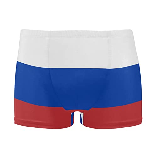 Mens Quick Dry American Flag Swim Boxer Briefs - Medium Short, Russian Flag Variation