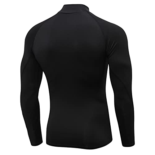 Men's Compression Long Sleeve Turtleneck Shirt XL Black - Workout Tops
