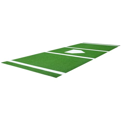VEVOR 10'x3.8' Baseball Softball Hitting Batting Mat, Indoor/Outdoor Anti-Slip Anti-Fade Softball Mat, Lined & Foam Backing Training Aid with Tightening Rope, Portable Practice Mats, Green
