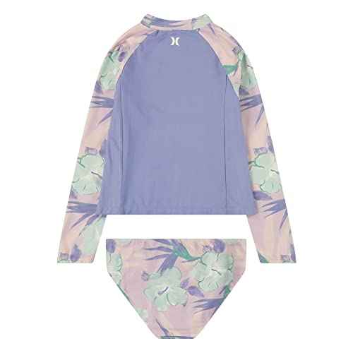Hurley Girls Long Sleeve Rash Guard 2-Piece Swimsuit
