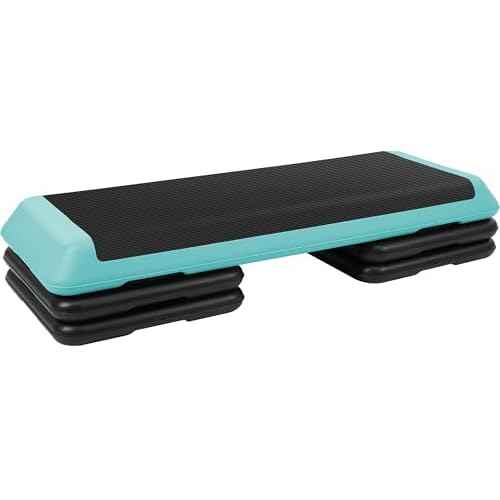 Fitvids Step Aerobic Platform, Exercise Step with 5 levels Adjustable Height, 4 Stackable Risers, Fitness Training Workout Stepper for Home Gym, Cardio Strength, Multiple Options