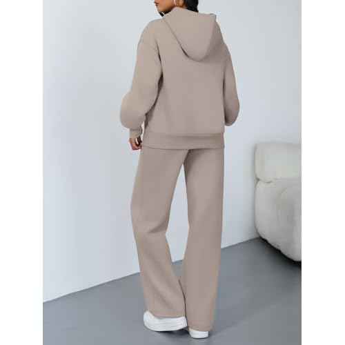 Trendy Queen 2 Piece Lounge Sweat Sets Plus Size Fall Fashion Matching Sweatsuits Wide Leg Pants Travel Outfit Winter Clothes