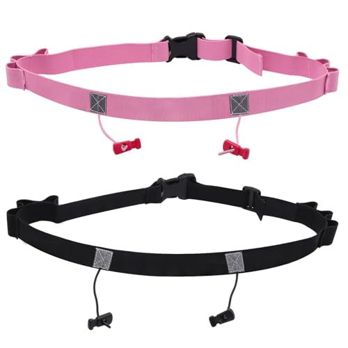 Black & Pink Race Number Belt with 6 Energy Gel Loops for Running & Triathlons