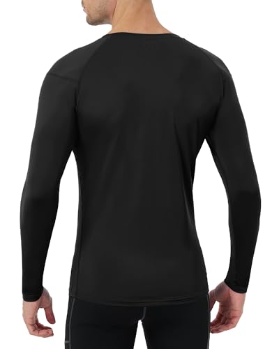 Runhit Long Sleeve Compression Shirt for Men - UPF 50+ Athletic Base Layer Black X-Large