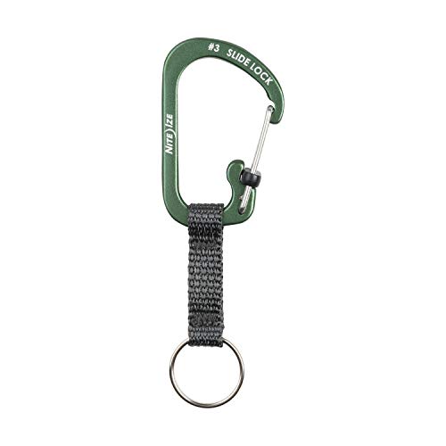 Locking Carabiner Keychain with Webbing Strap - Olive