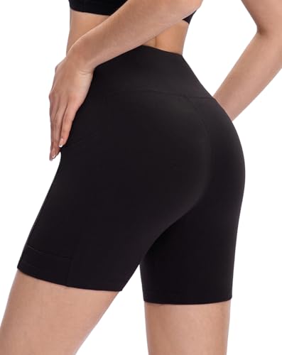 Workout Biker Shorts for Women High Waist Yoga Running Gym - Black, Small-Medium