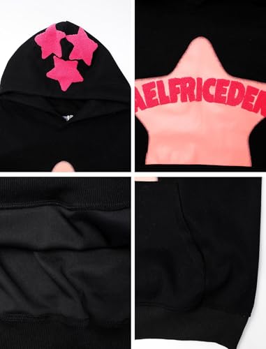 Large Black Aelfric Eden Graphic Hoodies for Men Y2K Streetwear Oversized Sweatshirt