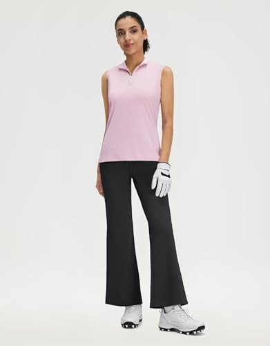 Women's Golf Pants with Pockets Flare High Waist Stretch Tall Bootcut Wide Leg Black Large