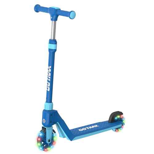 Gotrax K03 Kick Scooter for Kids, 5" LED RGB Lighted Wheels, 4.6 Lbs Lightweight and One-Click Detachable Design, Height Adjustable Handlebars, Anti-Slip Deck and Max Load 110 Lbs for Boy&Girl Age 3+