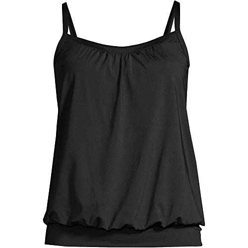 Lands' End Women's Blouson Tummy Hiding Tankini Top Swimsuit Adjustable Straps