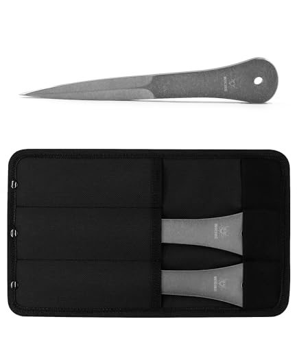 9.5 Inch Throwing Spikes Set - 0.236" Thick Full Tang Steel with Nylon Sheaths - 6 Pack