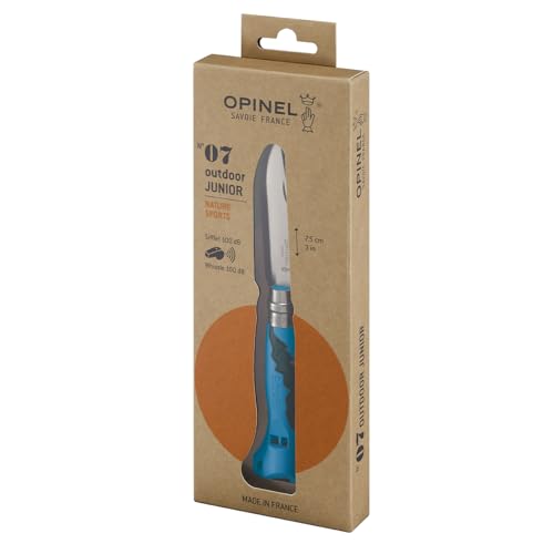 Opinel Junior No. 07 Folding Knife Blue Stainless Steel Safety Tip with Whistle