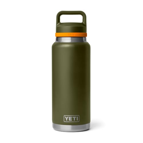 YETI Rambler 36 oz Water Bottle - Olive/King Crab Orange, Vacuum Insulated, Leakproof Stainless Steel with Chug Cap