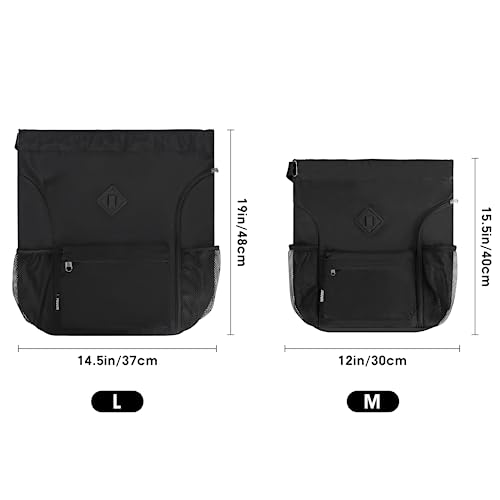 WANDF Small Black Drawstring Gym Backpack with Shoe Compartment