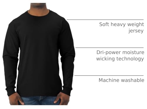 Jerzees Men's Dri-Power Cotton Blend Long Sleeve T-Shirt Black Medium - Moisture Wicking & Odor Protection