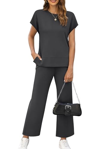 Women's Cap Sleeve Lounge Sets - 2 Piece Travel & Sleepwear Outfit S-3XL
