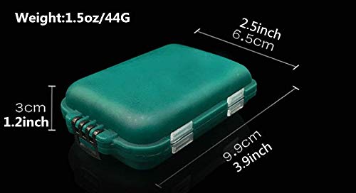 Small Portable Fishing Tackle Box with 10 Compartments - Green