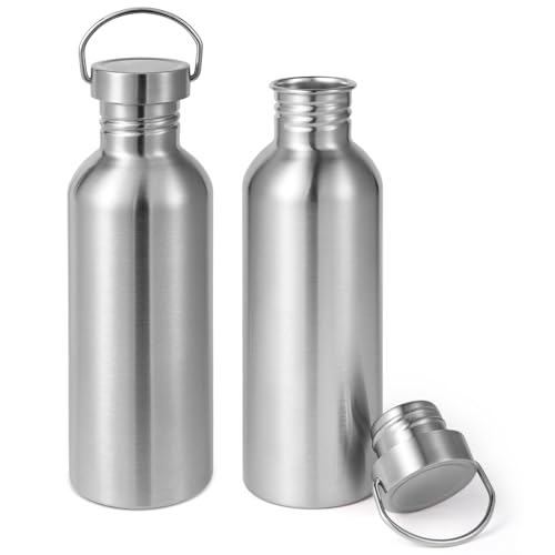 32oz Stainless Steel Water Bottle Pack of 2 - Uninsulated, Leakproof, Eco-Friendly